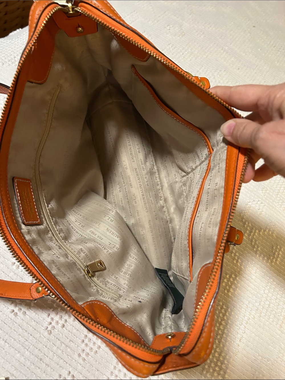 Lauren Ralph Lauren Leather Tote Bag in Terracotta Orange - Picture 7 of 14